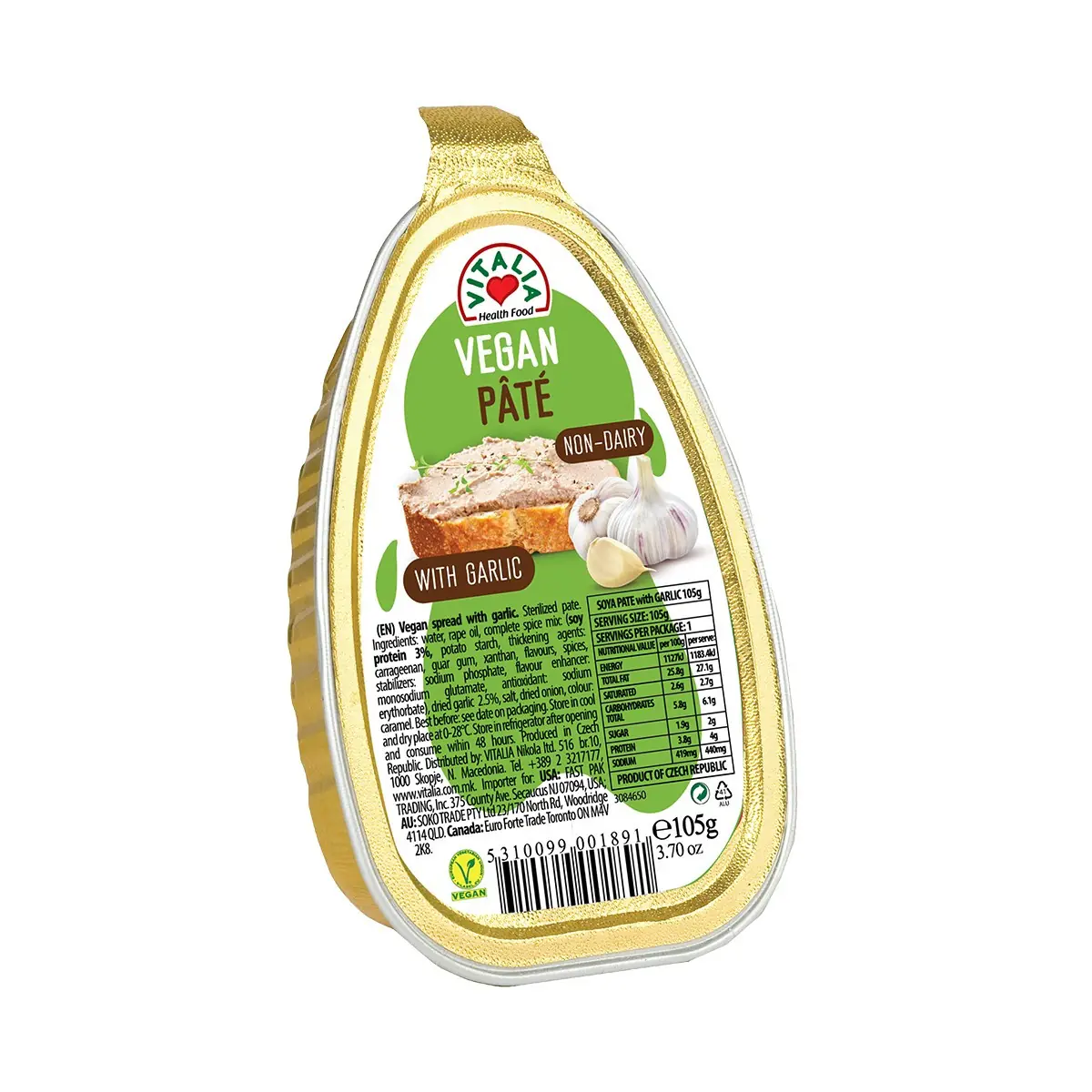 Pashtetë vegj. me hudhër Vitalia105gr