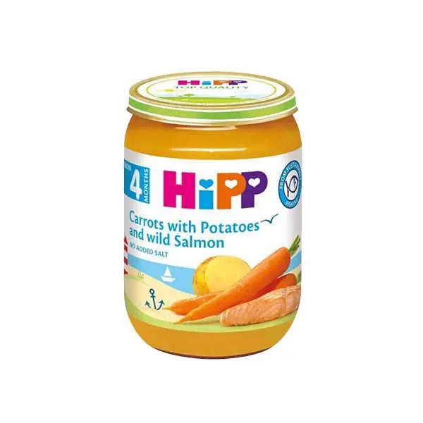 Karrota patate me salmon Hipp 190 gr