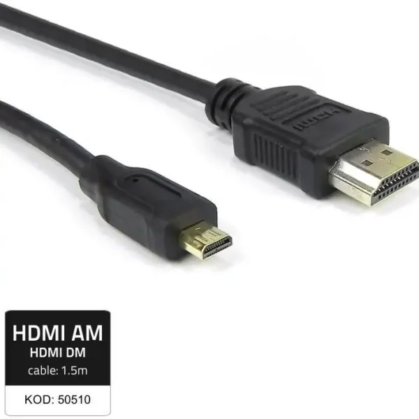 Kabllo HDMI Qoltec 50510, HDMI në Micro HDMI, 1.5m, i zi