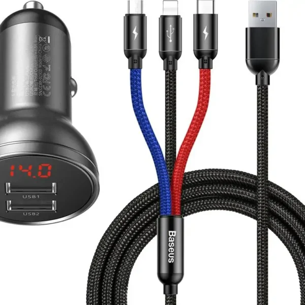 Karikues për veturë Baseus Three Primary Colors 2x USB-A 4.8 A