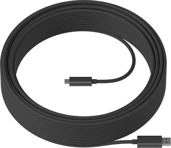 Kabllo Logitech, USB-A – USB-C, 10m, AOC 10 Gb/s, e zezë