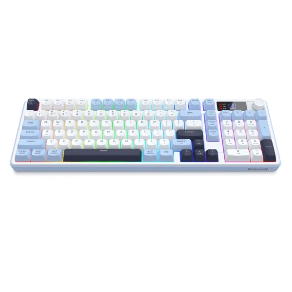 Tastierë Gaming Redragon ARIA PRO K527WBL-PRO / QWERTY / Wired&Wireless – Bardhë/Blu