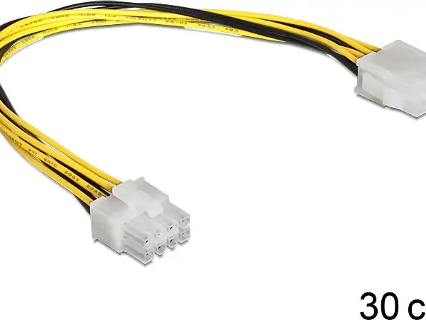 Kabllo DeLock ATX/EPS 8pin – ATX/EPS 8pin 83342, 0.3m, e verdhë