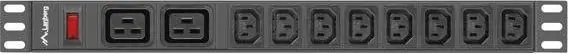 Prizë PDU Lanberg PDU-02I1908I-0200-C20-BK, 10 porta AC, për kabinet 19″, e zezë