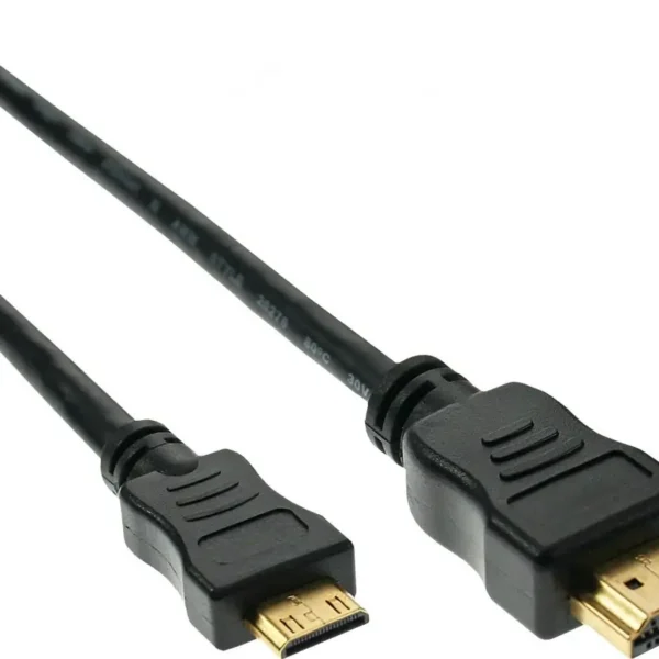 Kabllo HDMI InLine Mini HDMI në HDMI, 0.3m, High Speed, i zi