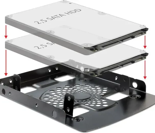 Adapter montimi Delock 18198, 3.5″ në dy 2.5″, metalik, i zi