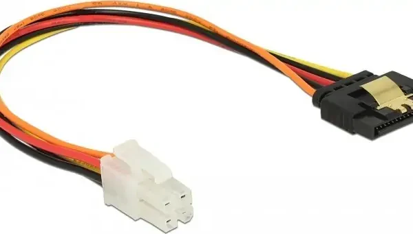 Kabllo furnizimi Delock SATA 15-pin në 4-pin, 0.2 m, portokalli