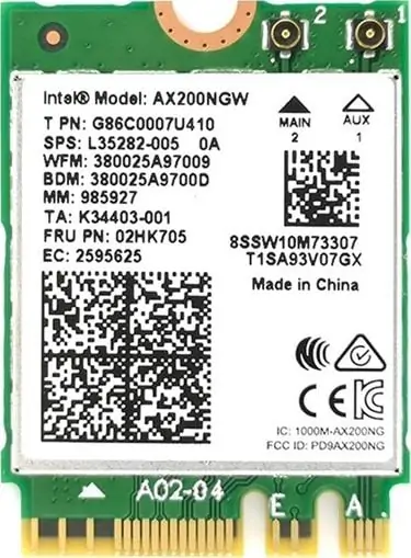 Modul Wi-Fi Intel AX200, Wi-Fi 6, 2400 Mbit/s, i brendshëm