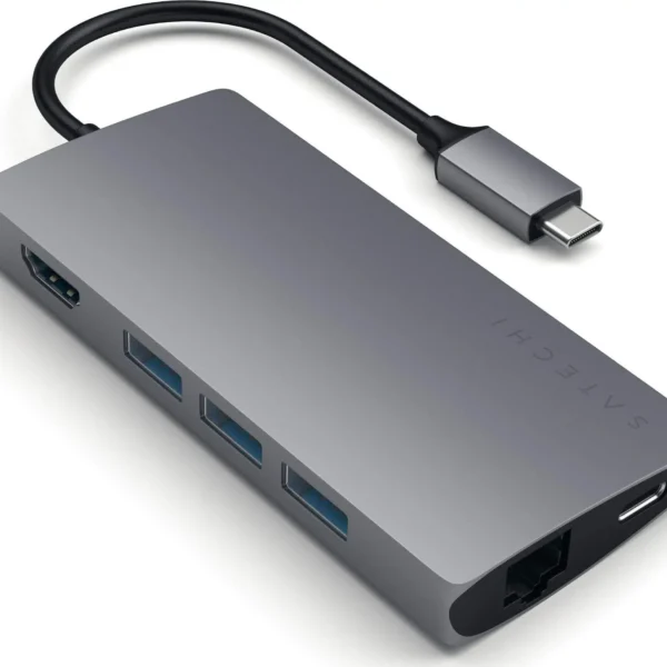 Adapter USB C Satechi Multiport Adapter V2 ST-TCMA2M, HDMI 4K, Gigabit Ethernet, gri hapësinor