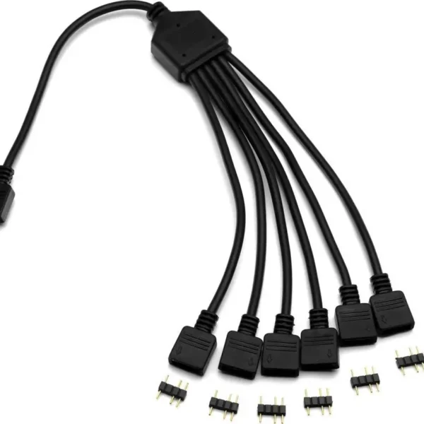Kabllo ndarëse për ndriçim D-RGB EK Water Blocks, 6 dalje, 5V, e zezë