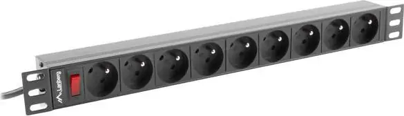 Kabllo energjie Lanberg PDU (PDU-09E-0300-BK), 19″, 1U, 9 priza 230V, PL, 3m, e zezë