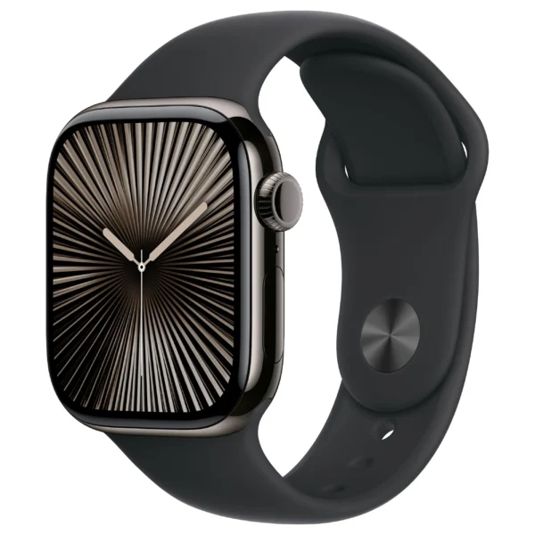 Apple Watch Series 10 / GPS + Cellular / 42mm / Slate Titanium Case with Black Sport Band – M/L