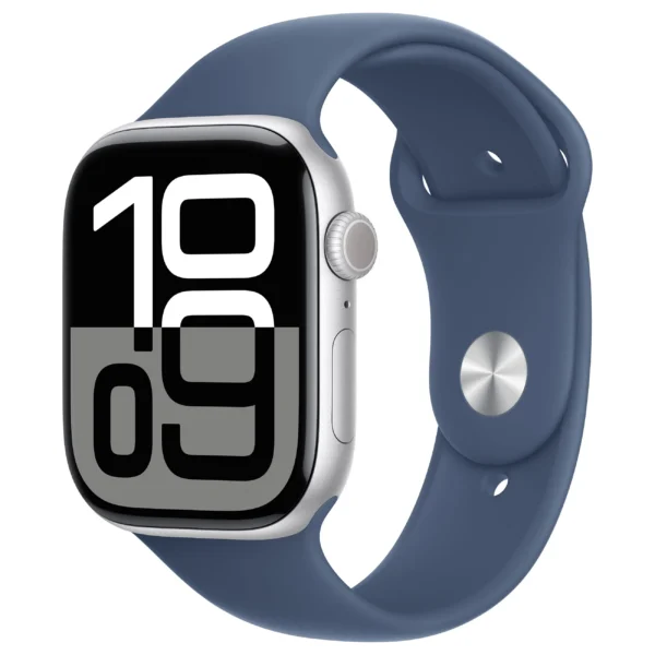 Apple Watch Series 10 GPS 46mm Silver Aluminium Case with Denim Sport Band 64GB – S/M