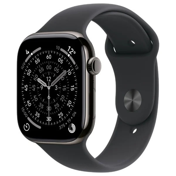 Apple Watch Series 11 / 42mm / Cellular / Titanium Slate Case with Black Sport Band – M/L