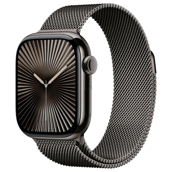 Apple Watch Series 10 / GPS + Cellular / 42mm / Slate Titanium Case with Slate Milanese Loop – Medium