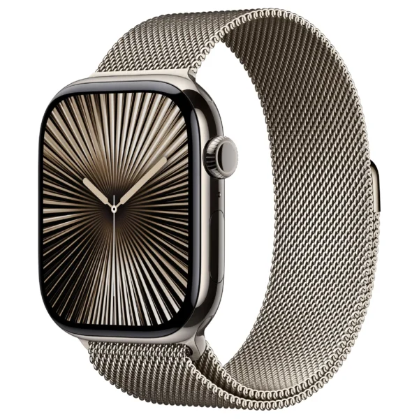 Apple Watch Series 10 / GPS + Cellular / 46mm / Natural Titanium Case with Natural Milanese Loop – M/L