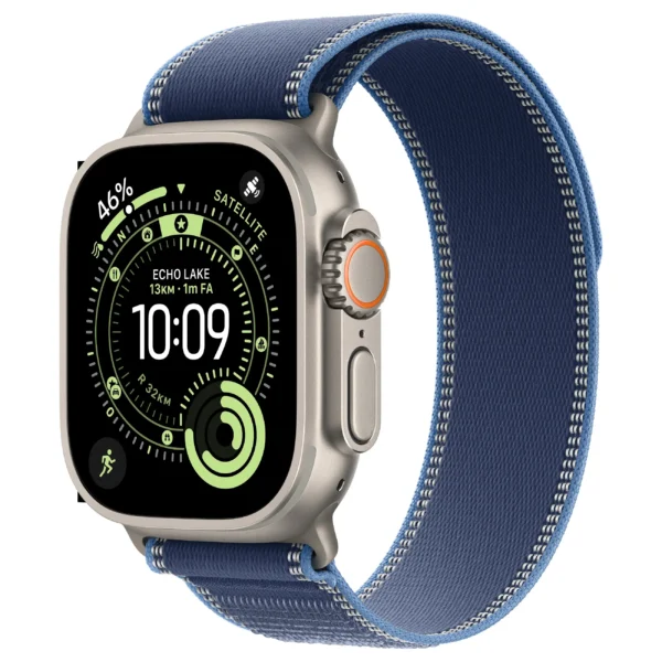 Apple Watch Ultra 3 / Cellular / 49mm / Titanium Natural Case with Trail Loop Blue Band – S/M