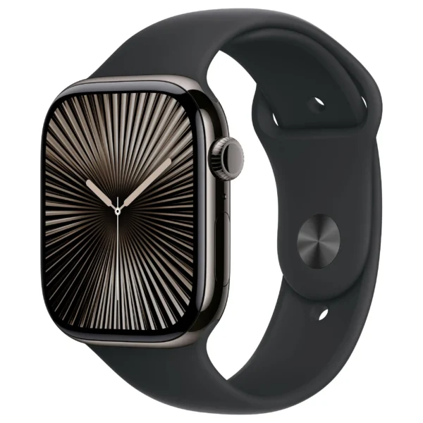 Apple Watch Series 10 / GPS + Cellular / 46mm / Slate Titanium Case with Black Sport Band – S/M