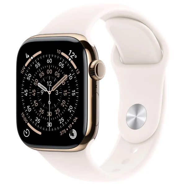 Apple Watch Series 11 / 46mm / Cellular / Titanium Gold Case with Pale Pink Sport Band – M/L