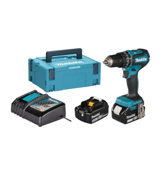 Makita Dhp485Rfj Shpuese Me Cekan 18V, 2X Bateri 3.0Ah, Mbushes Dhe Kuti