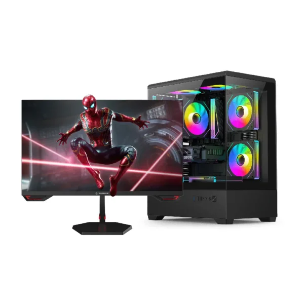 Gaming Bundle Flare 9 – Ryzen 7 5700X, RTX 5060 8GB, 16GB DDR4 , 512GB SSD, Monitor Rampage Crimson CR25R180 25-inch FHD 200Hz Monitor