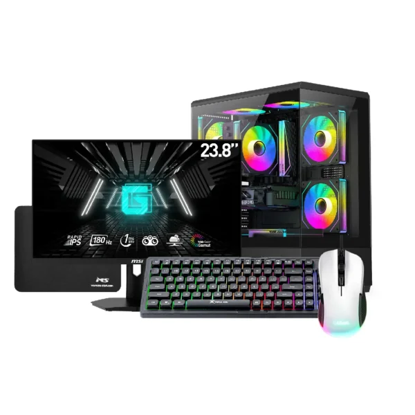 Gaming Bundle Ignite 1 – Ryzen 5 5500, RTX 5050 8GB GDDR6, 16GB DDR4 3200MHz, 512GB SSD, Monitor MSI G244F/E2 24-inch 180Hz FHD Monitor, Gaming Keyboard Xtrike KB-309 , Gaming Mouse Trust GTX 922W Ybar , Mouse Pad MS Gaming TERIS S105