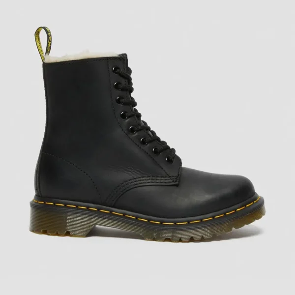 Dr. Martens Women’s 1460 Serena Faux Fur Lined Leather Lace Up Boots – Black