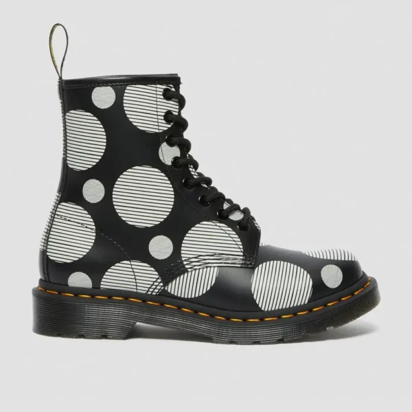 Dr. Martens Women’s Polka Dot Smooth Leather Lace Up Boots – Black / White