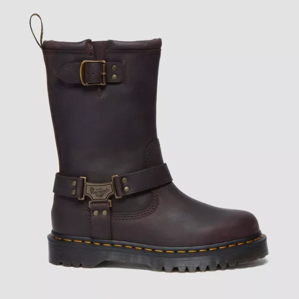 Dr.Martens Women’s Anistone Hi Leather Biker Boots – Dark Brown