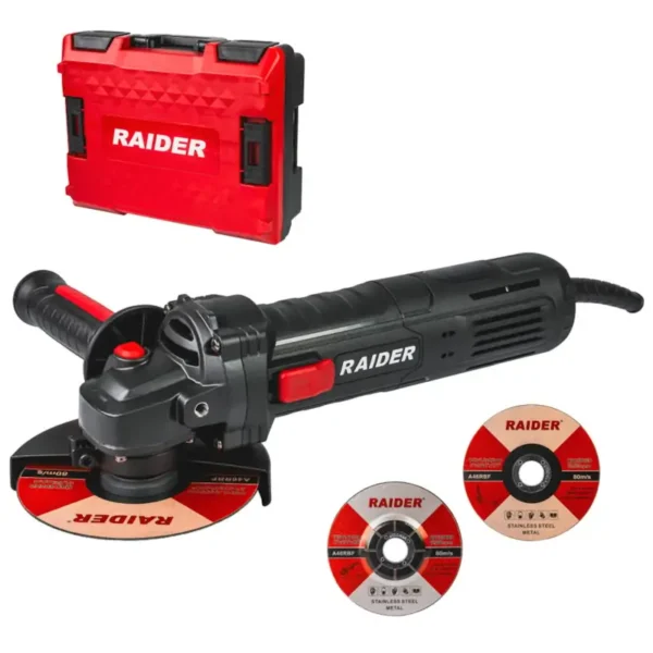 Raider Ratifikues Këndor 125Mm 900W Lcd 2 Disqe Me Kuti Të Kuqe Rdp-Ag79 Black Edition