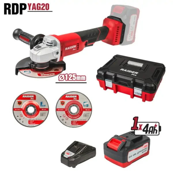 R20 Fleks Brushless Ø125Mm 4Ah 2 Disqe Valixhe Rdp-Yag20