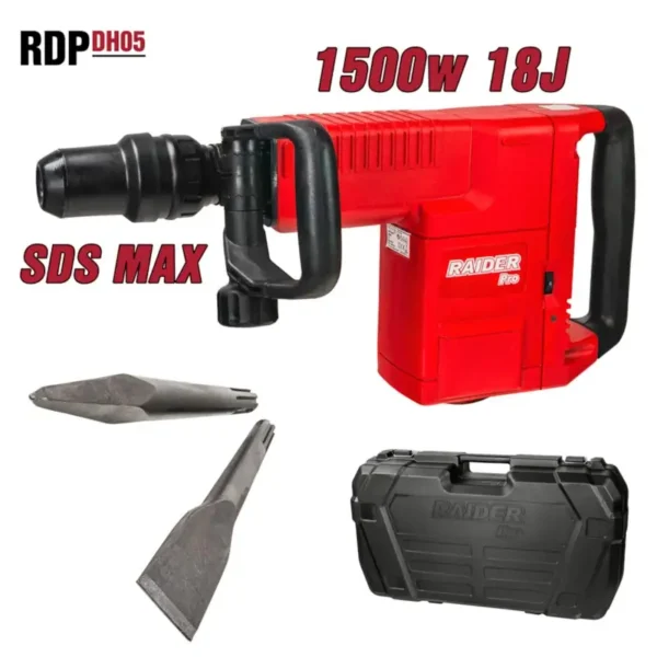 Raider Çekiç Demolues 1500W 9.5Kg Sds-Max 18J Me Kuti Rdp-Dh05