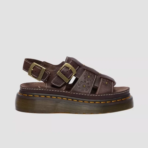 Dr. Martens Women’s Wrenlie Open Toe Grizzly Leather Fisherman Platform Sandals – Dark Brown