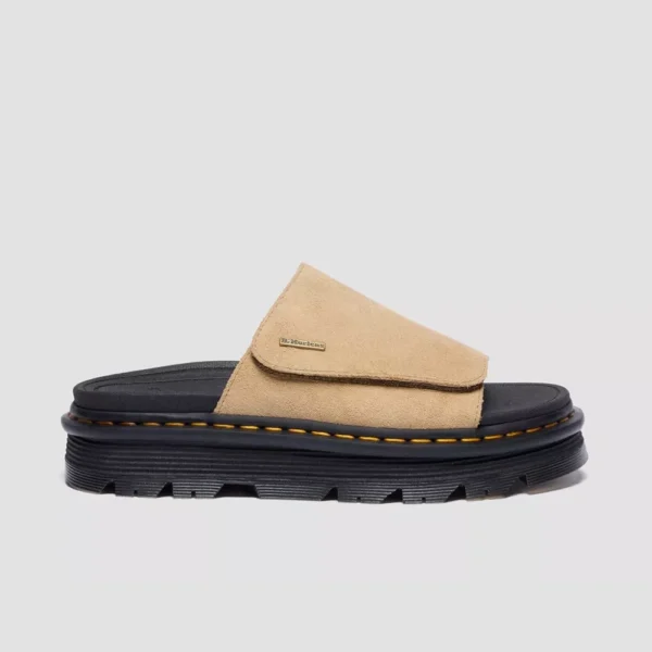 Dr. Martens Women’s Zebzag Suede Platform Slides – Tan